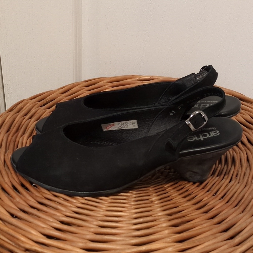 Arche Black Leather Slingback Sandals EU 41 / US 10 - Picture 3 of 7